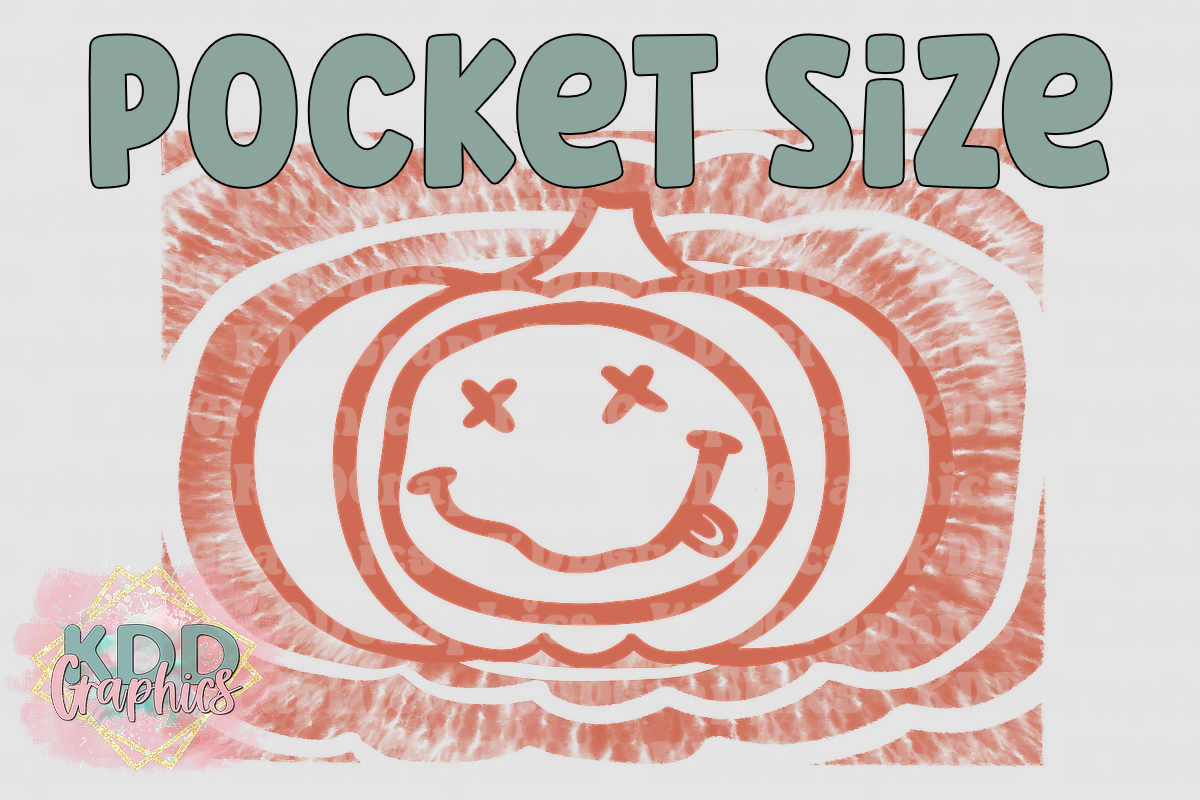 Tie Dye Nirvana Smiley Face Pumpkin - Pocket Size Fall PNG