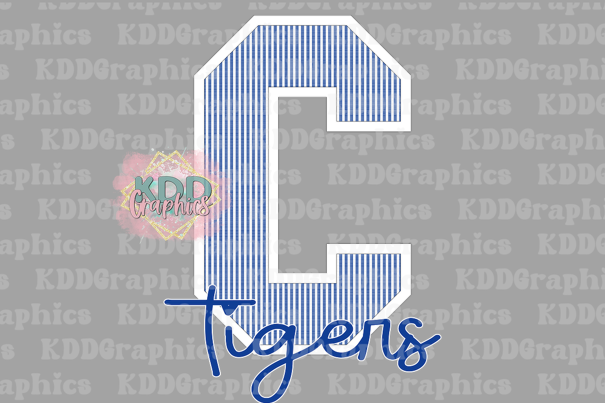 Tigers "C" Seersucker Preppy - Tiger School Spirit PNG