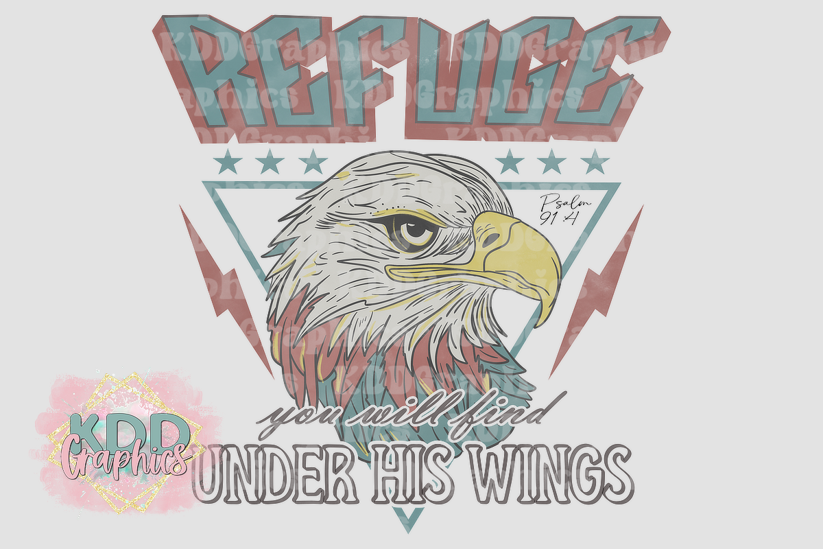 Vintage You Will Find Refuge Under His Wings Psalms 91:4 - Religious Design PNG